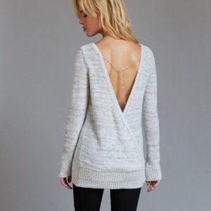 Dynamite | Grey Knit Backless Chain Sweater Medium